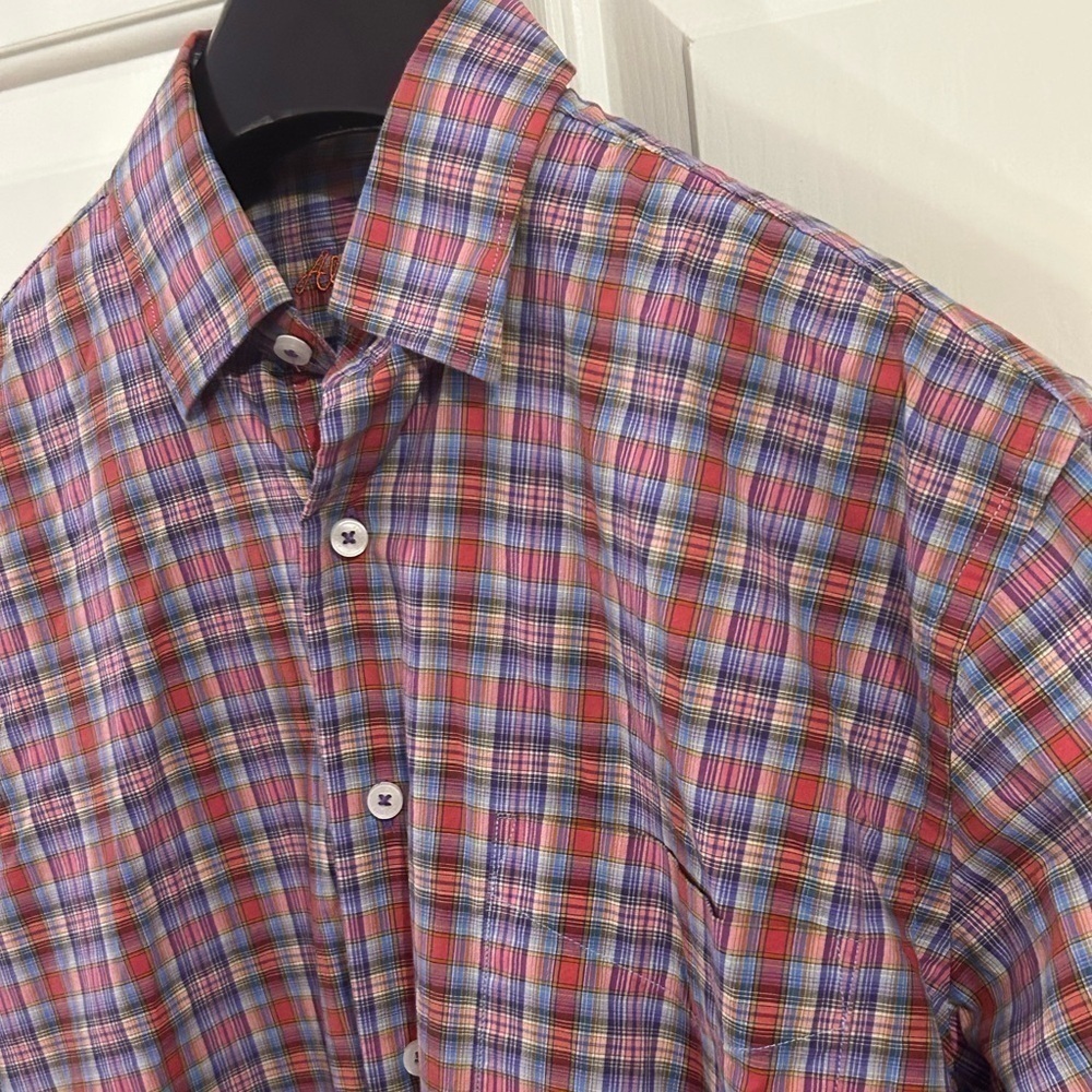 Alan Flusser Men’s Small Multicolored Stripe Button Down Long Sleeve Shirt - Picture 2 of 7